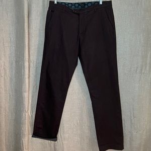 Ted Baker London Jerome Men’s Burgundy Stretch Cotton Casual Trousers Size 36 R